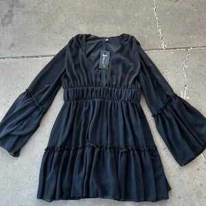 Elegant Black Long Sleeve Dress